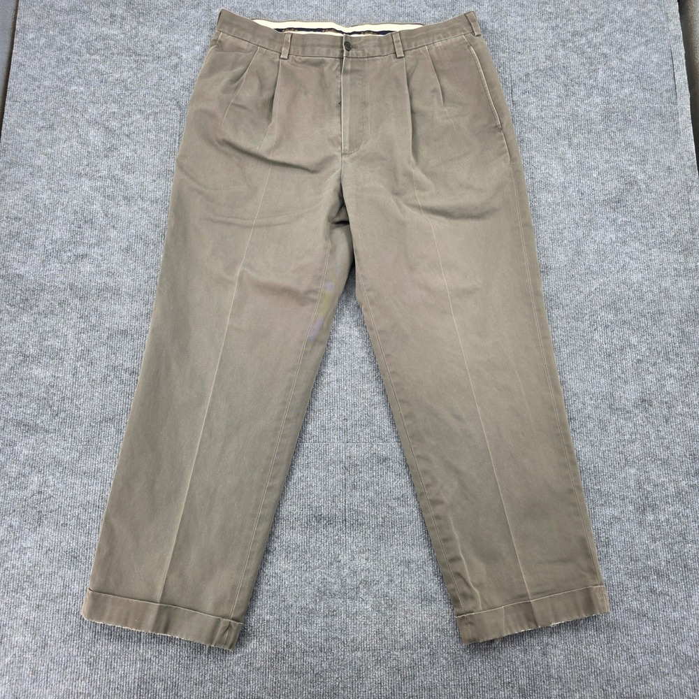 Brooks Brothers Advantage Chino Elliot Pleated Pants Mens 38x30 Olive Taupe